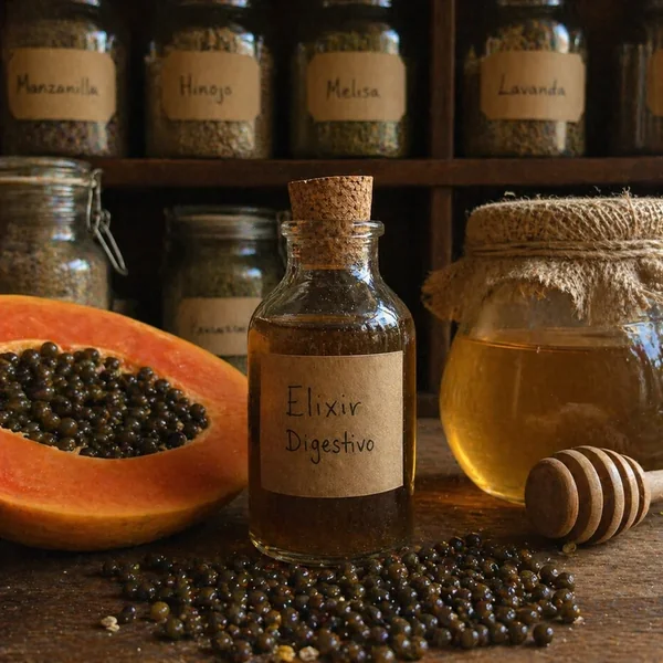 Elixir digestivo con semillas de papaya y miel
